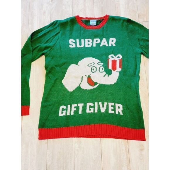 Norther Pole Womens M Sweater Ugly Christmas Subpar Gift Giver Elephant Knit - Picture 5 of 5